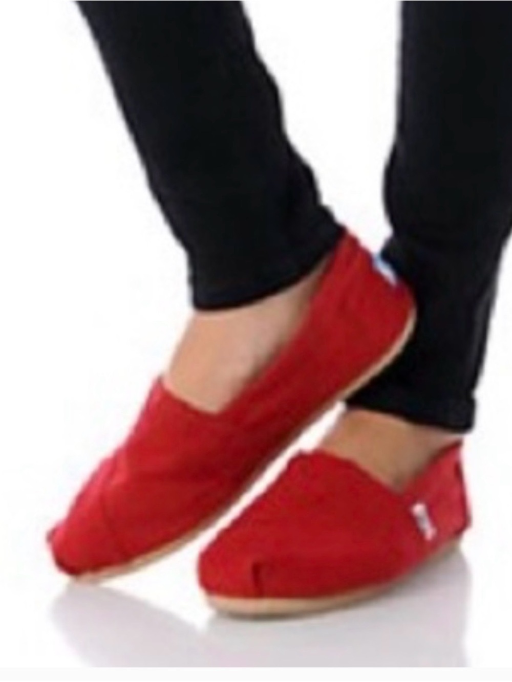 TOMS Women's Red Canvas Slip-on  size 9.5 preppy casual